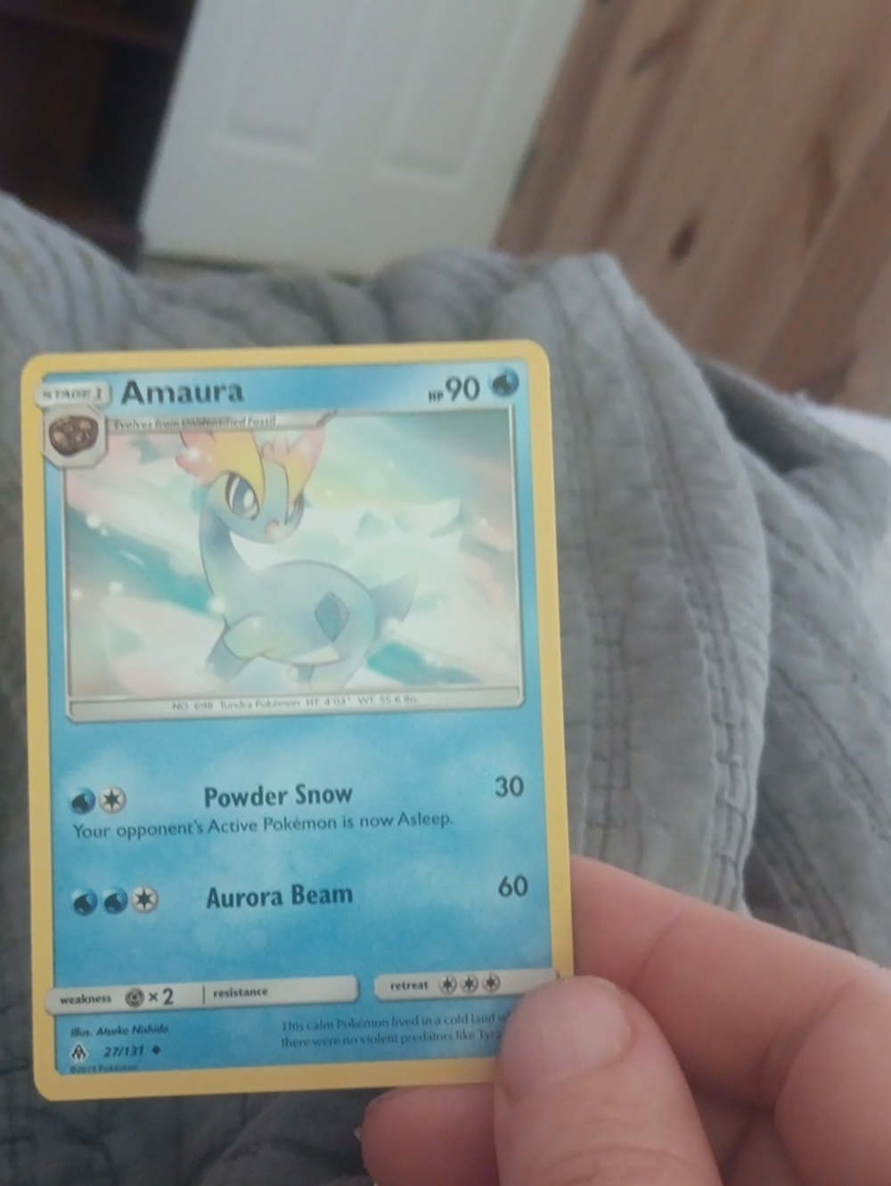 Pokemon Amaura Card - Blue and Yellow